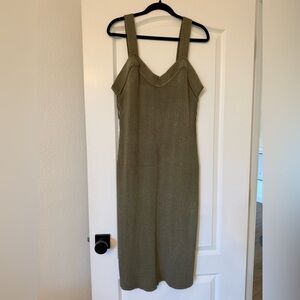 Nation Caresse Olive Green Rib Knit Dress